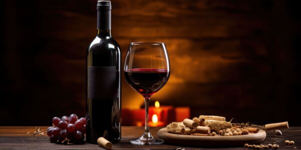 Bottle of wine with chalice