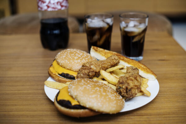 Big plate of junk food