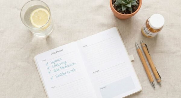 Daily health management planner and water glass