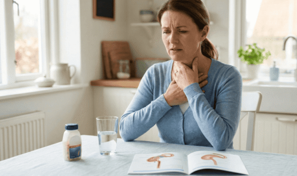 Women worrying about her acid reflux
