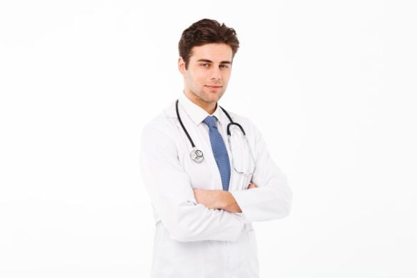 Heartburn doctor crossed arm