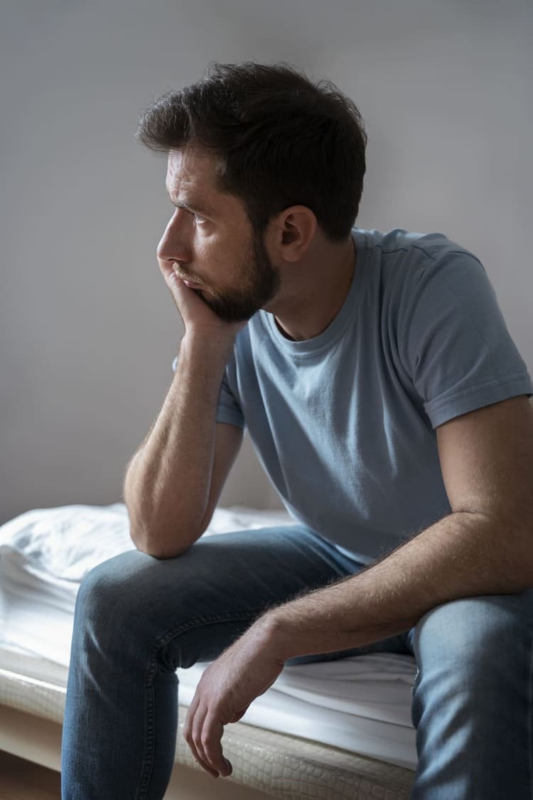Man with heartburn worrying Man with heartburn worrying