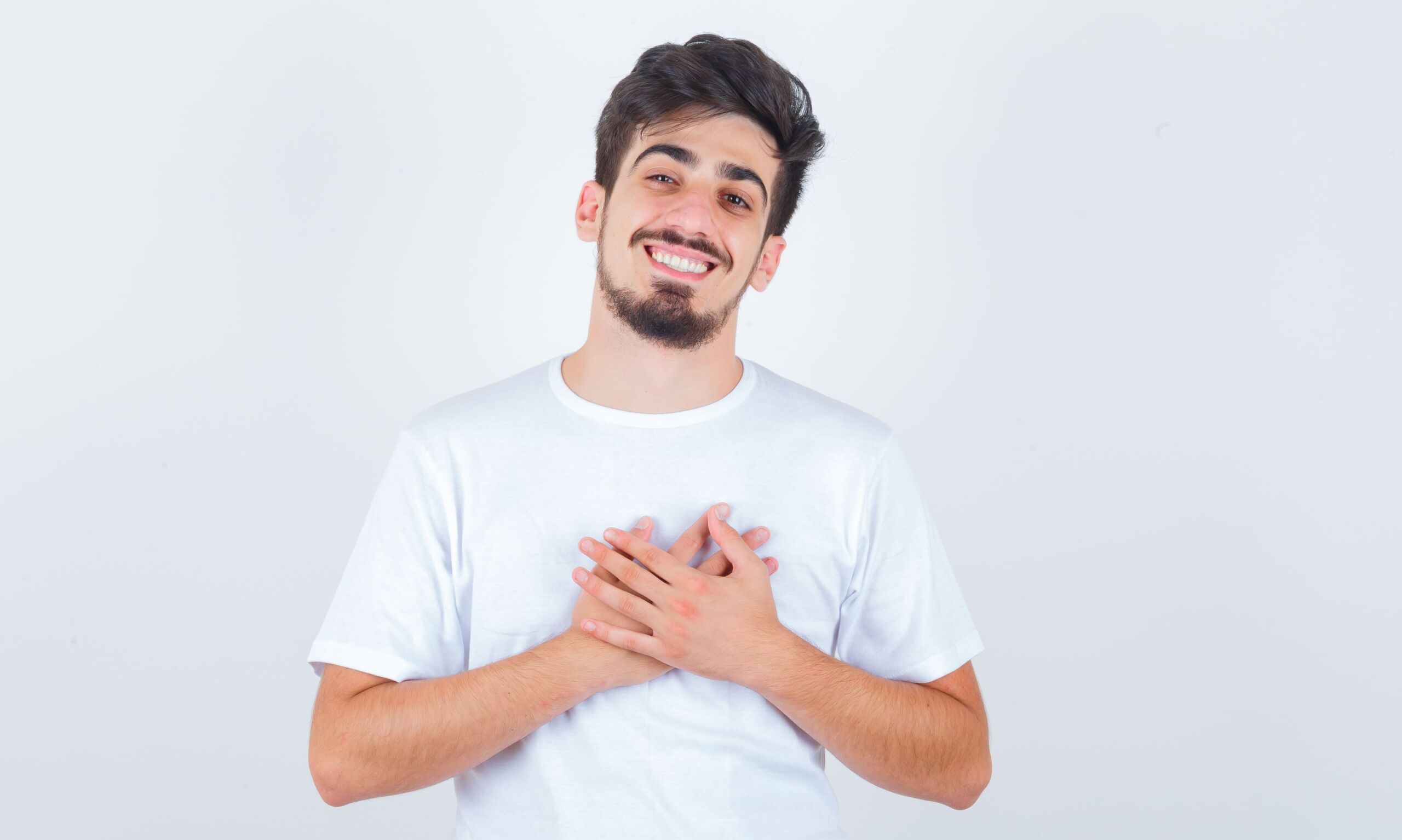 Person with hiatal hernia happy after successful surgery Person with hiatal hernia happy after successful surgery
