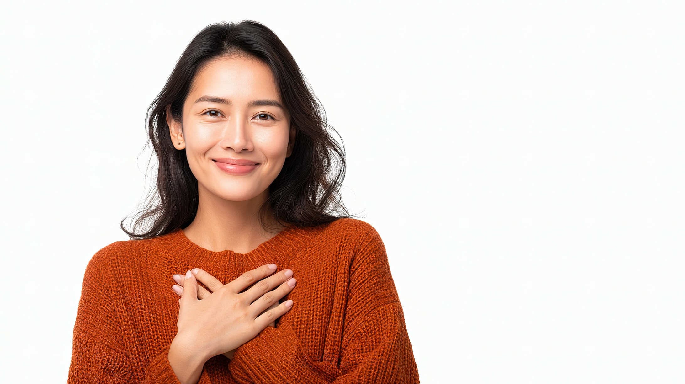 Woman smiling after heartburn surgery