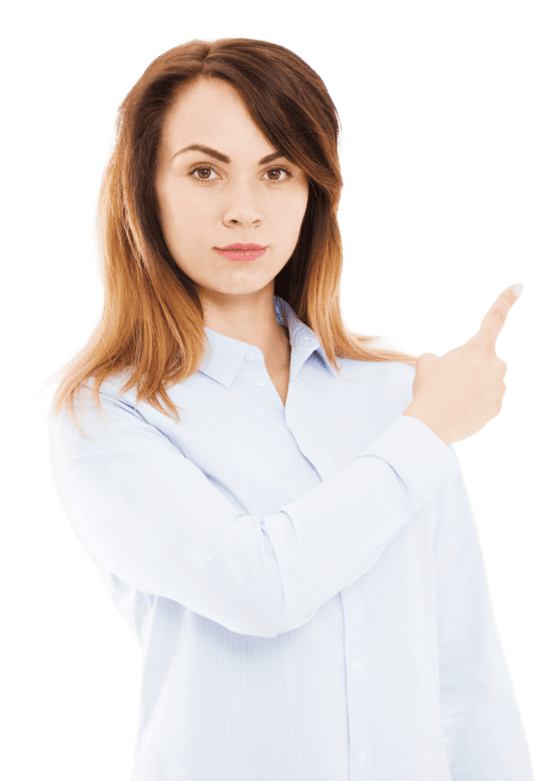 Woman pointing sidewards