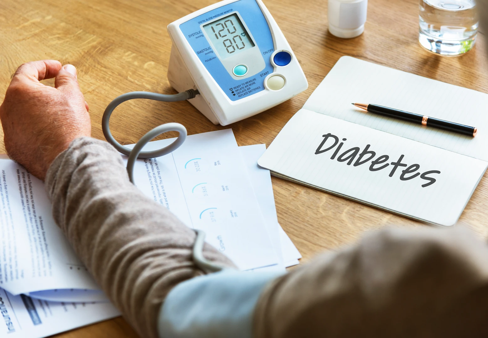 Diabetes health monitoring setup representing diabetic gastroparesis management