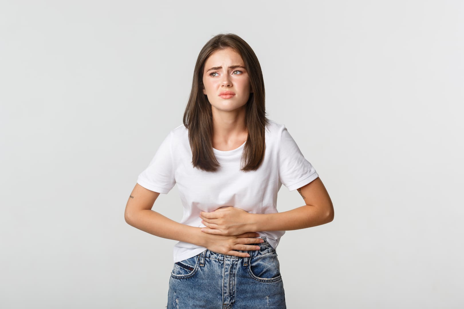 Woman with gastroparesis and bloating