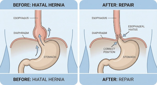 Before and after hiatal hernia repair surgery