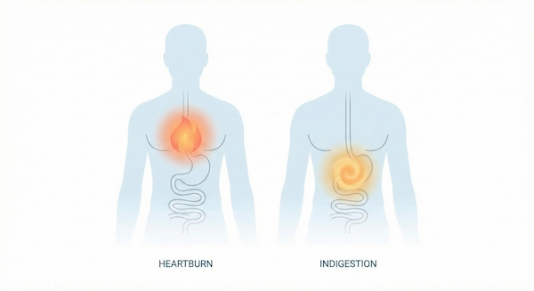 Heartburn in chest versus indigestion in stomach
