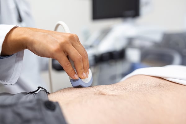 Hiatal hernia doctor doing ultrasound to patient