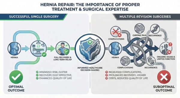 Importance of experienced surgeons in hernia repair success