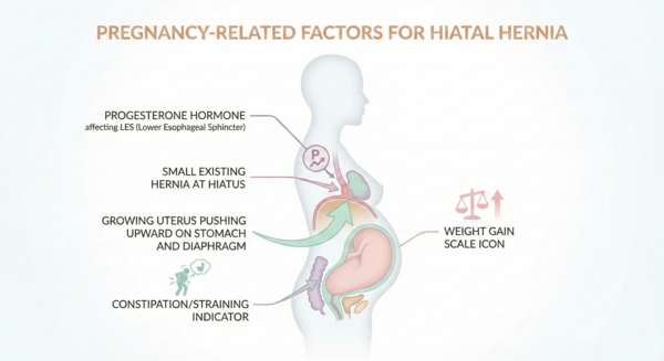 Pregnancy factors contributing to hiatal hernia symptoms