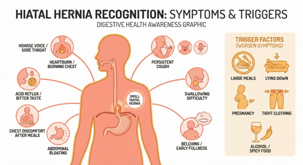 Common symptoms and triggers of hiatal hernia