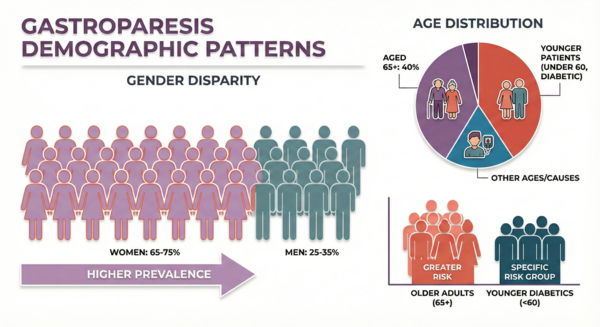 Demographic patterns of gastroparesis by gender and age
