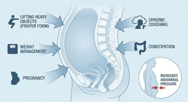 Illustration of lifestyle factors contributing to hernia development