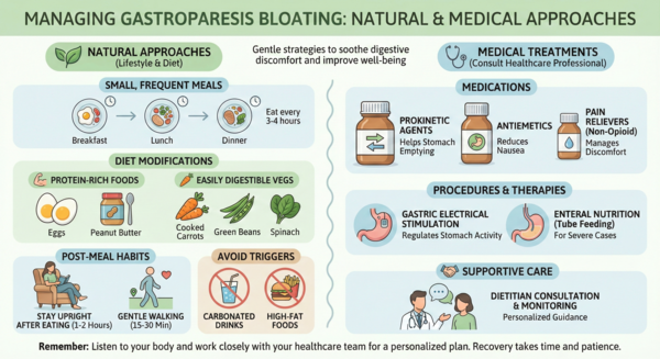 Natural and medical solutions for gastroparesis bloating management