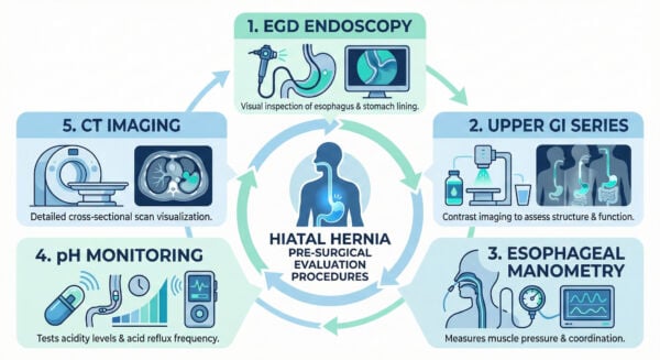 Pre-surgical evaluation procedures for hiatal hernia repair