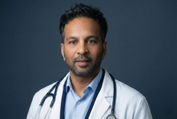 Dr Gopal Grandhige in white coat
