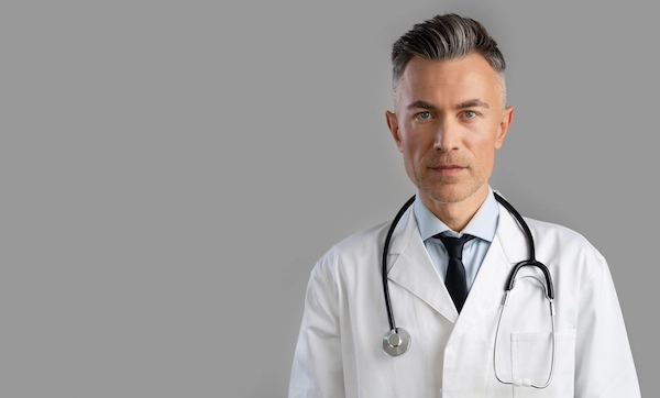 Heartburn doctor serious face