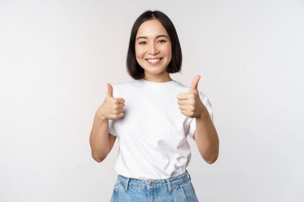 Hiatal hernia patient doing thumbs up