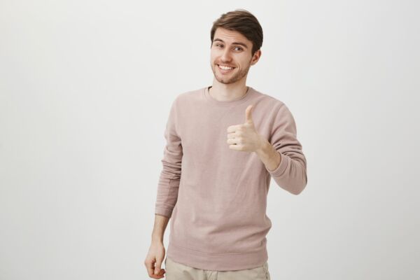 Man with hiatal hernia doing thumbs up
