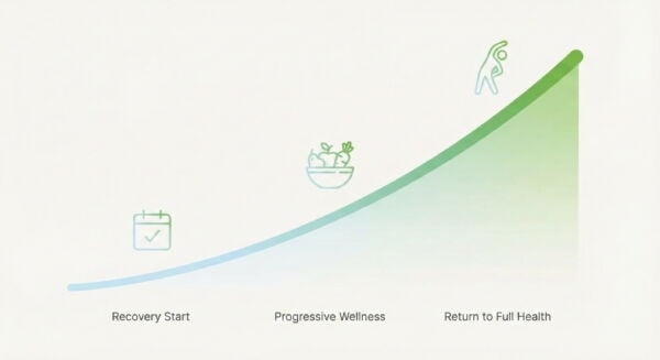 Recovery timeline graphic for hiatal hernia surgery