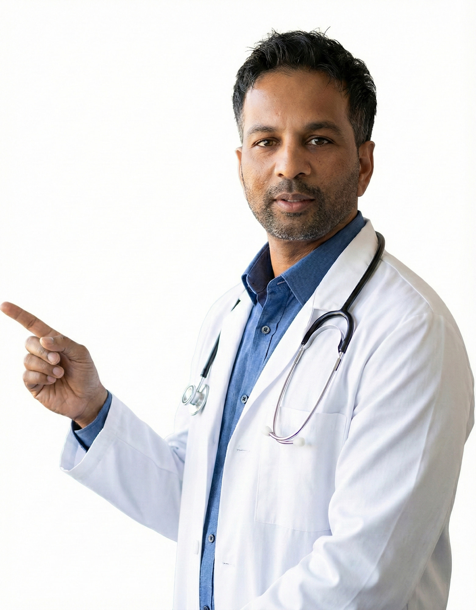 Dr Grandhige pointing left