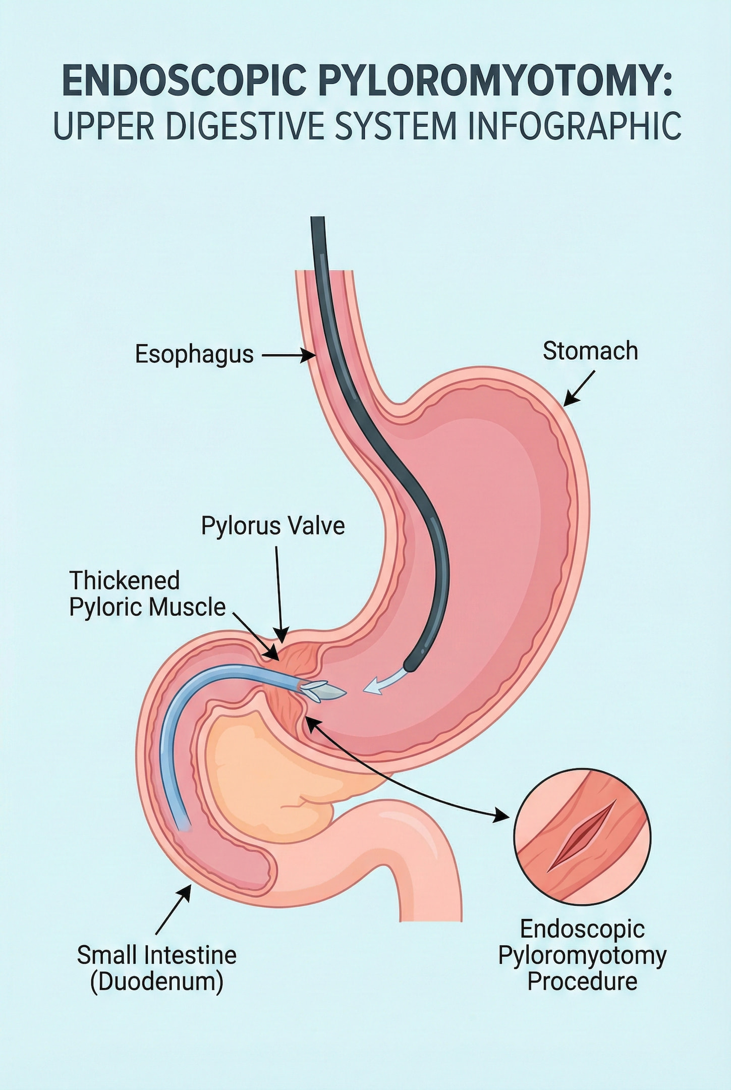 Stomach anatomy with pylorus highlighted Stomach anatomy with pylorus highlighted
