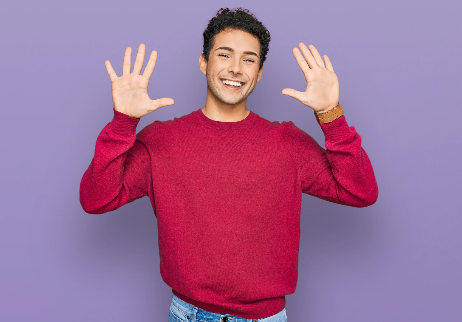 Man with hiatal hernia doing 10 hand sign