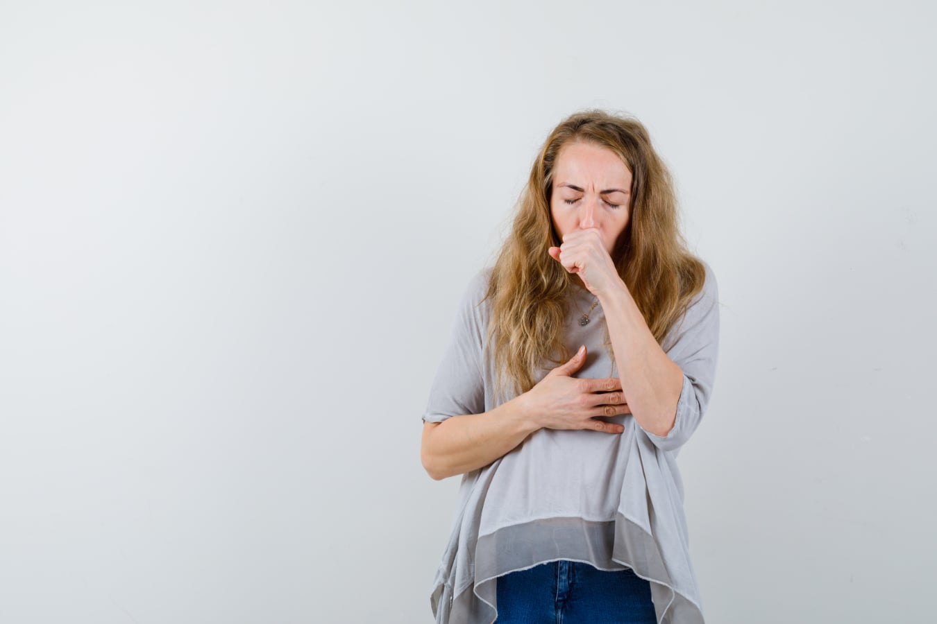 Women with hiatal hernia having breathing problems