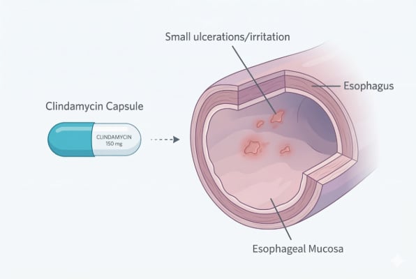 Clindamycin can cause esophageal irritation