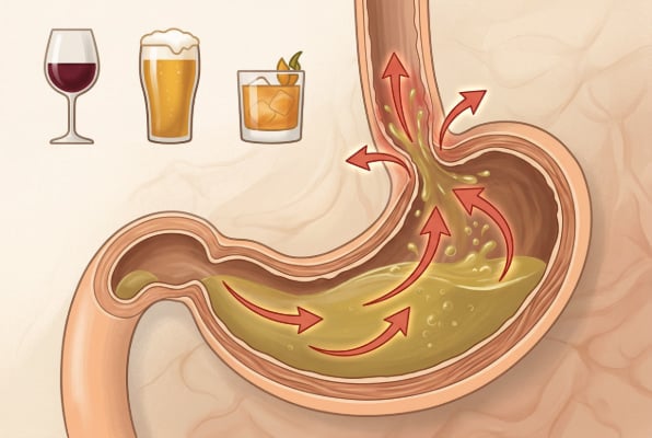 How alcohol triggers acid reflux
