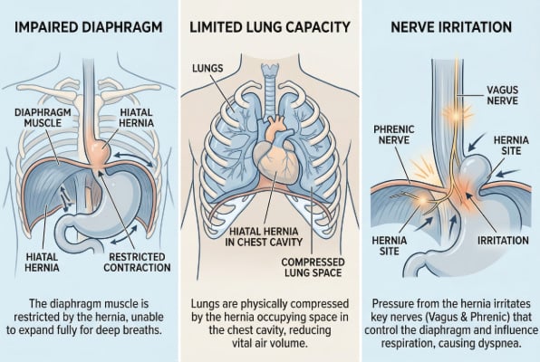 How hiatal hernia causes breathing difficulties