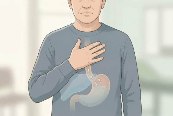 Person experiencing chest discomfort from hiatal hernia