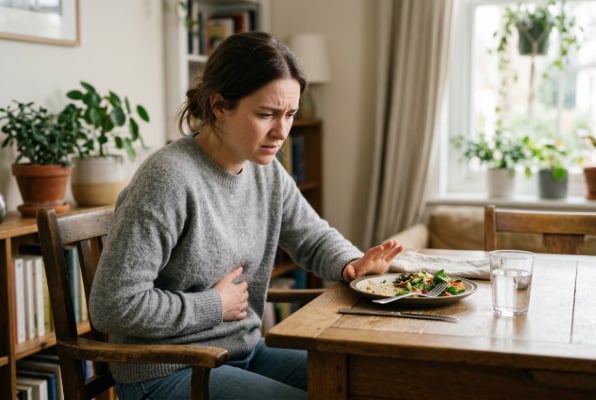 Person struggling with eating due to gastroparesis