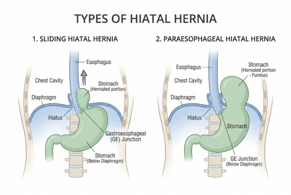 Sliding versus paraesophageal hiatal hernia