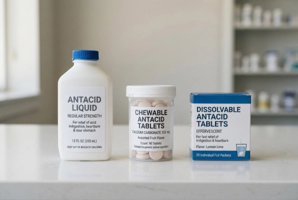 Antacid forms liquid, chewable, and dissolvable tablets
