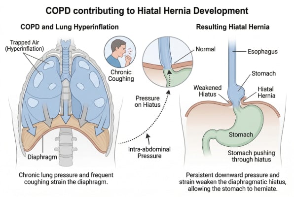 How COPD contributes to hiatal hernia development