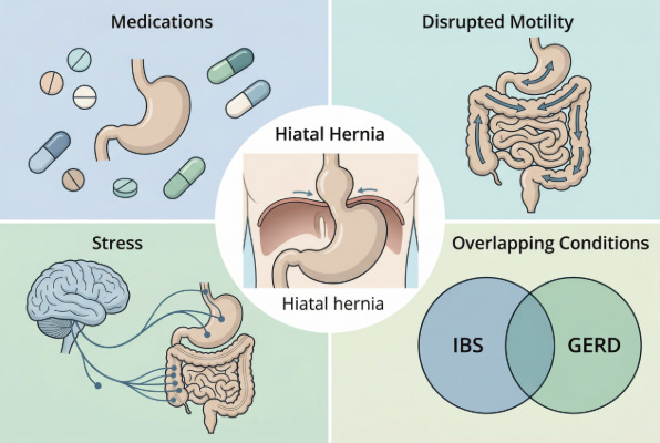 Indirect causes of diarrhea in hiatal hernia patients