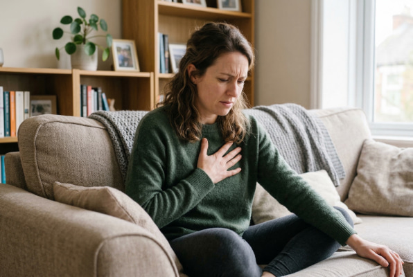 Person experiencing hiatal hernia symptoms