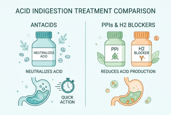Antacids versus PPIs and H2 blockers