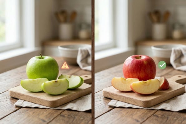 Green apples may trigger reflux while red apples are gentler