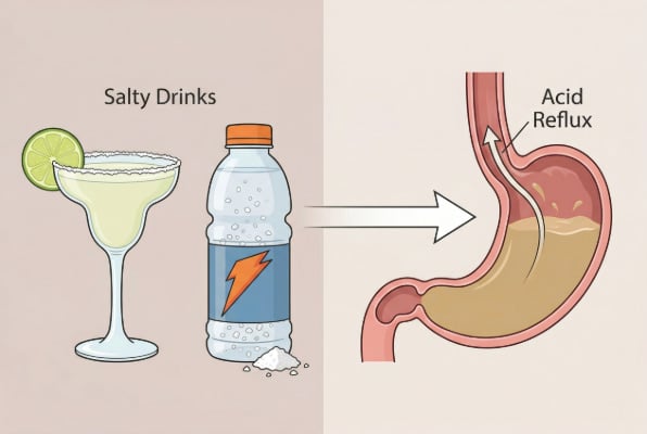 Salty drinks and their link to acid reflux