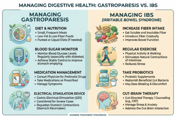 Treatment options for gastroparesis versus IBS