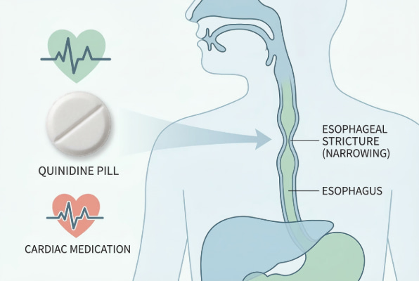 Quinidine can cause esophageal damage and strictures