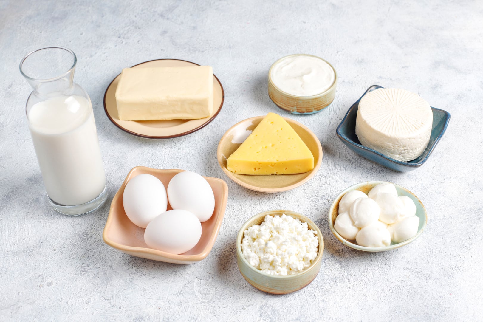 Assorted fresh dairy products