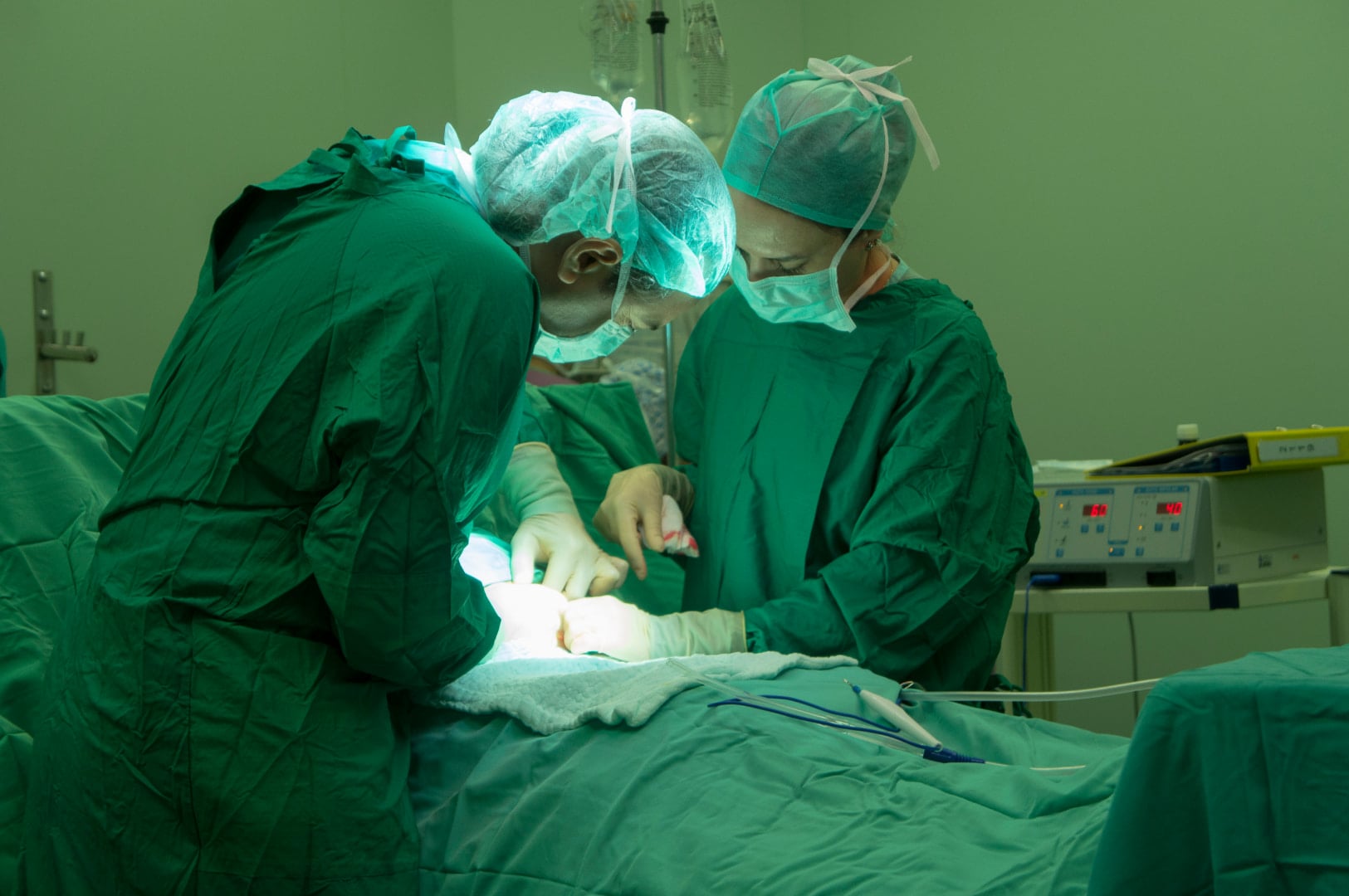 Hiatal hernia doctors doing surgery inside operating room