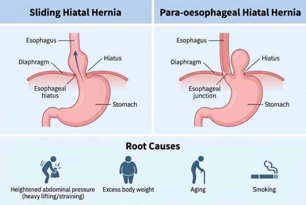 Hiatal hernia types and causes
