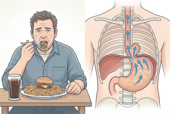 Overeating triggers hiatal hernia flare-ups