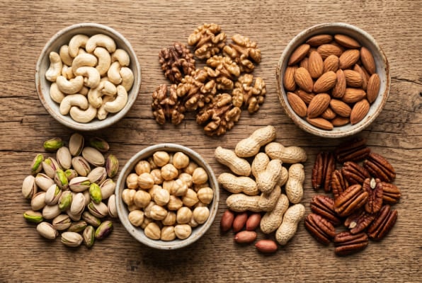 Variety of raw nuts